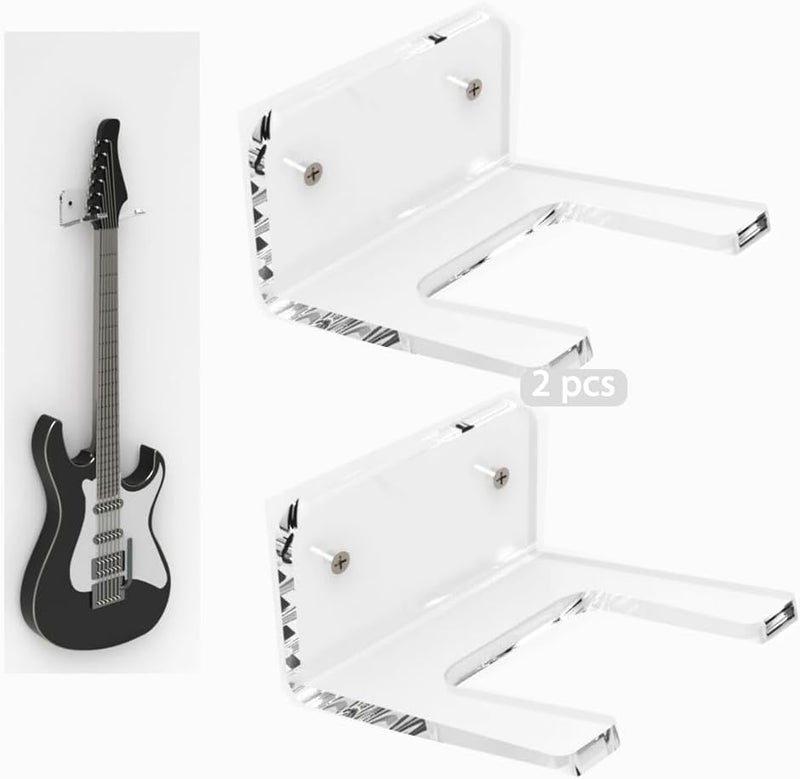 LEILIN Guitar Wall Hanger 2PCS Ukulele Acrylic Wall Mount Rack for Guitar Violin Banjo -Clear - Image 2